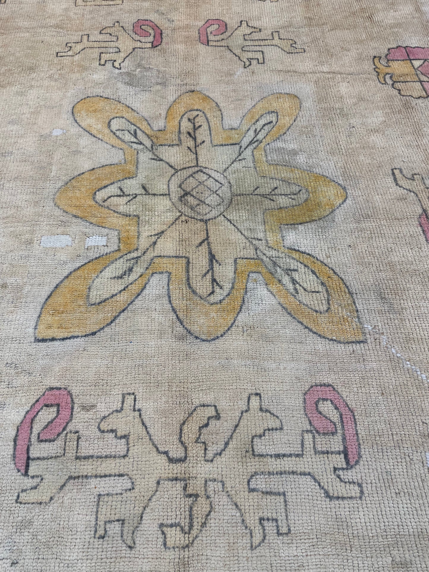 Hand-Knotted Wool Rug Turkish Oushak 7'3" x 10'