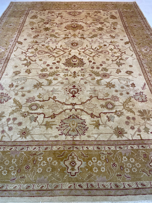 Hand-Knotted Wool Rug Turkish Oushak 10' x 14'