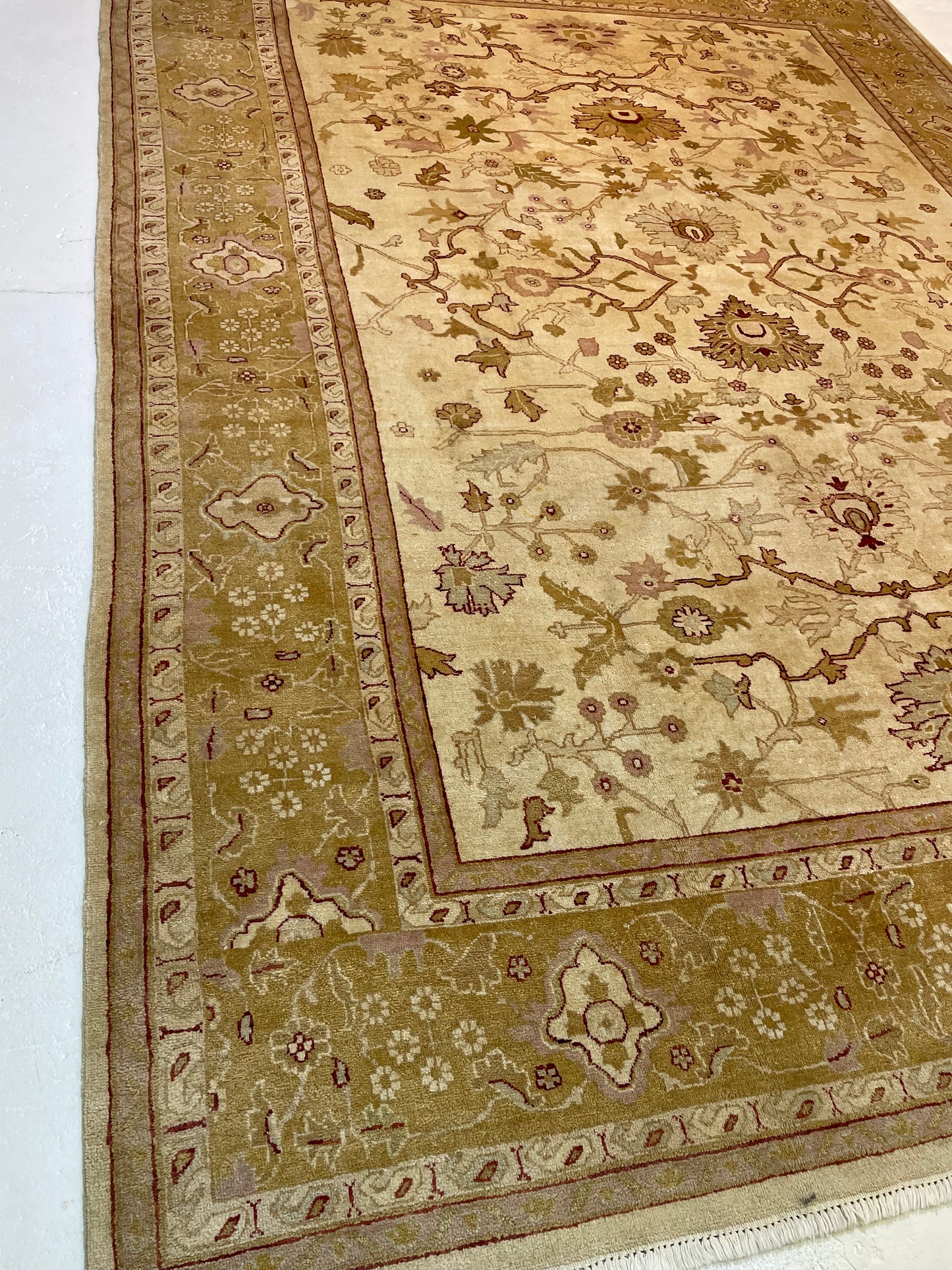 Hand-Knotted Wool Rug Turkish Oushak 10' x 14'