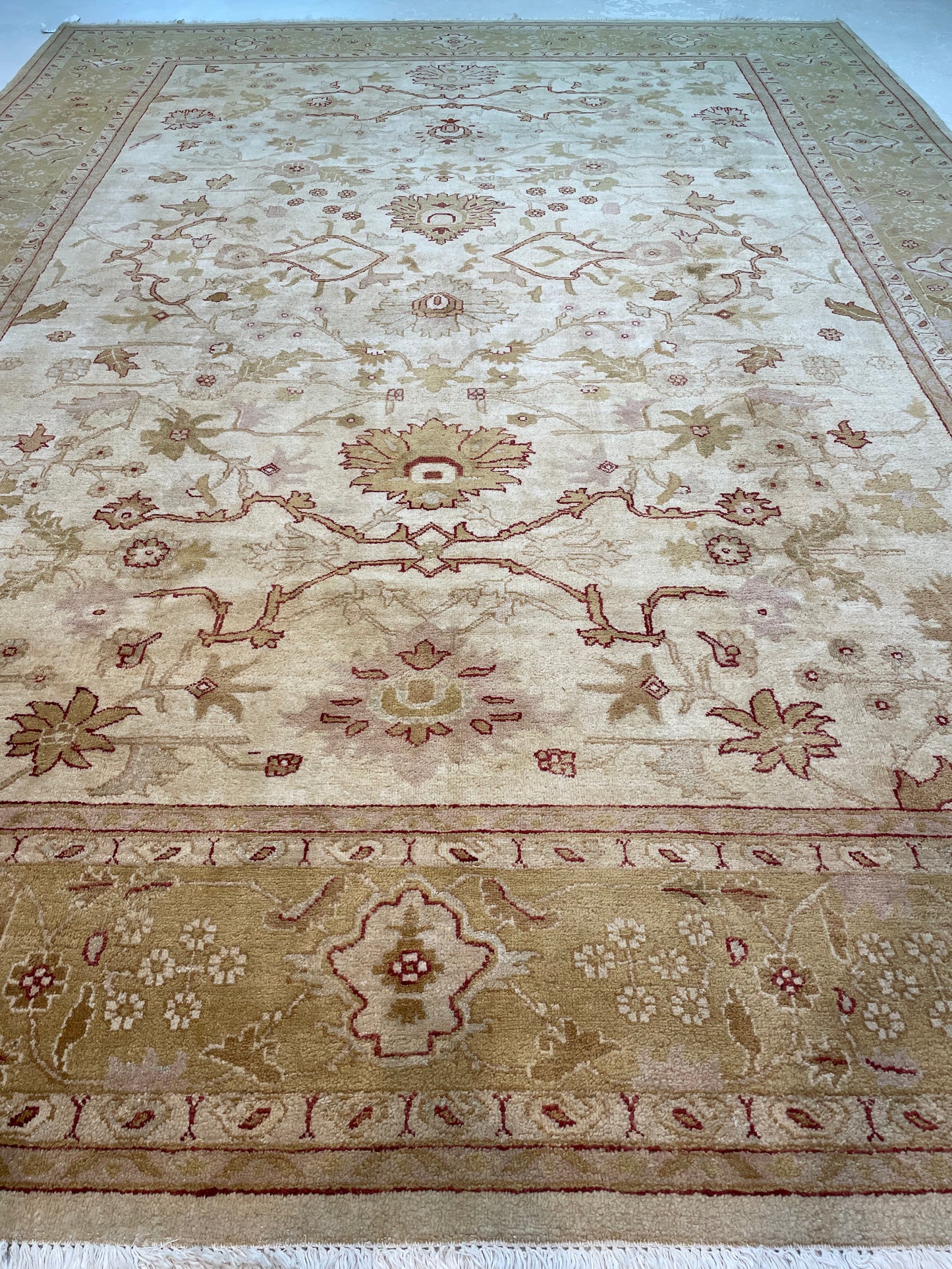 Hand-Knotted Wool Rug Turkish Oushak 10' x 14'
