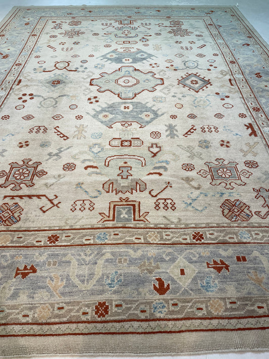 Hand-Knotted Wool Rug Turkish Oushak 10'1" x 13'6"