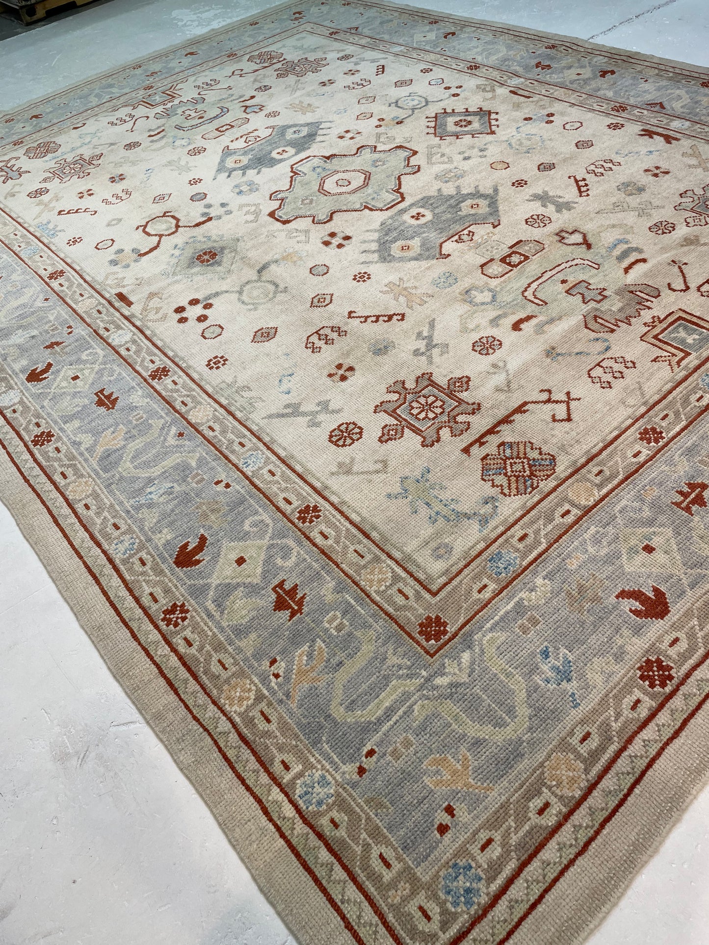 Hand-Knotted Wool Rug Turkish Oushak 10'1" x 13'6"