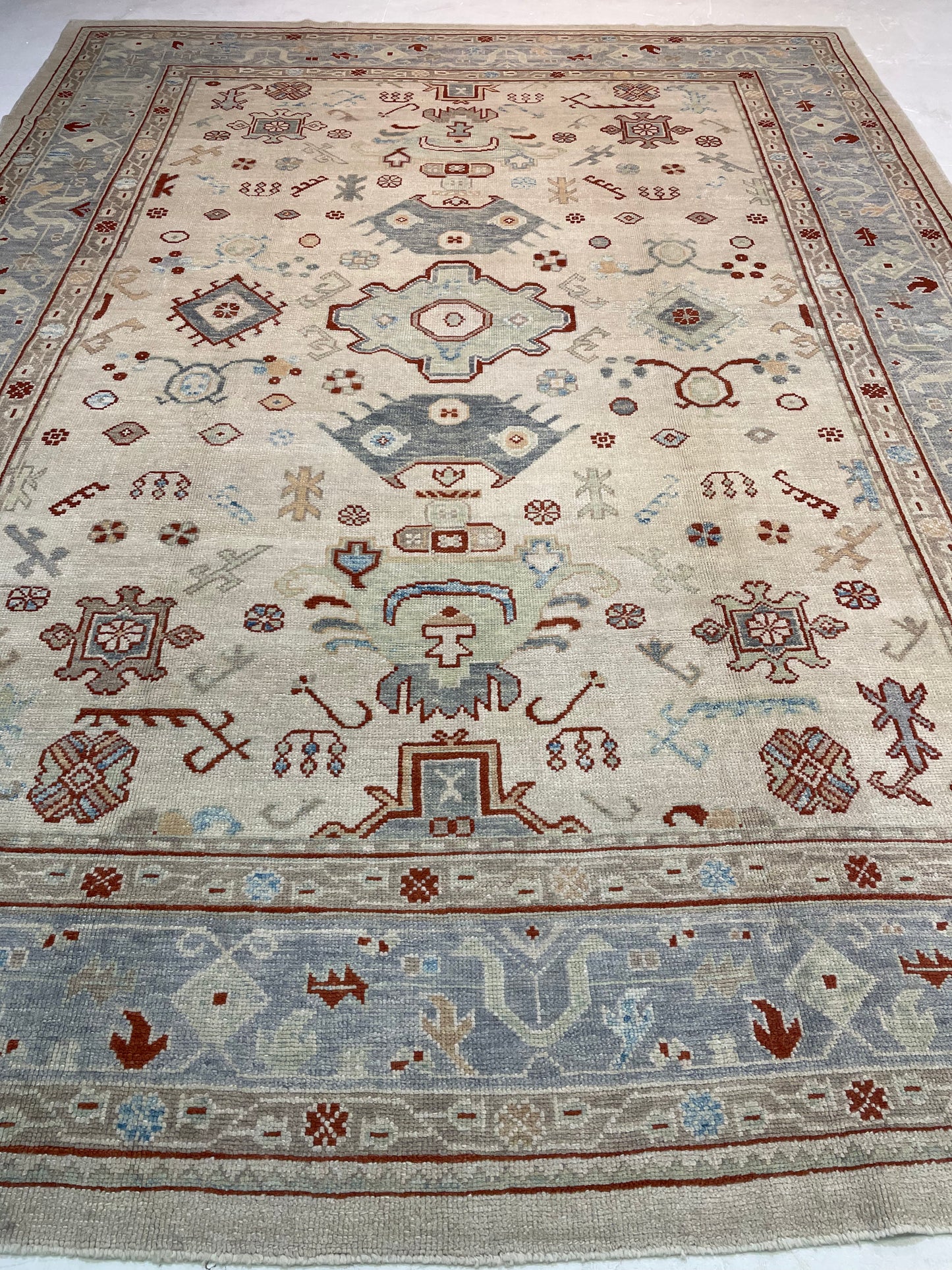 Hand-Knotted Wool Rug Turkish Oushak 10'1" x 13'6"