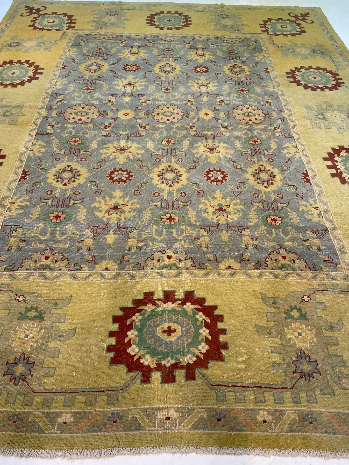 Hand-Knotted Wool Rug Turkish Oushak 10' x 13'1"