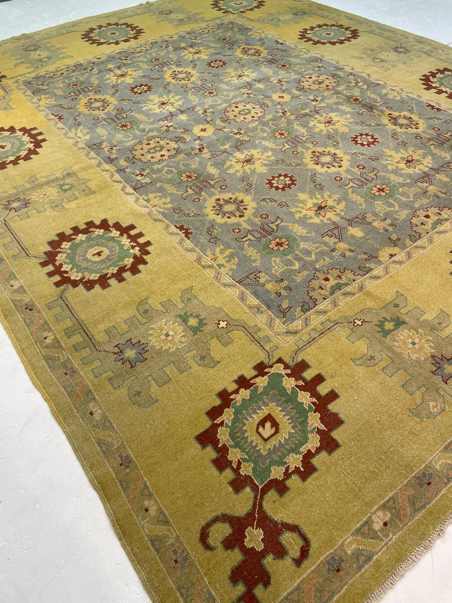 Hand-Knotted Wool Rug Turkish Oushak 10' x 13'1"