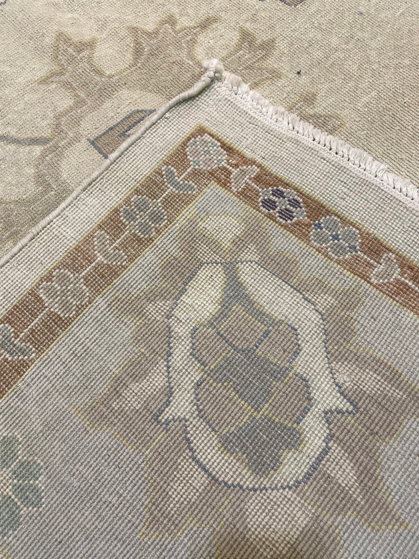 Hand-Knotted Wool Rug Turkish Oushak 8'11" x 11'11"