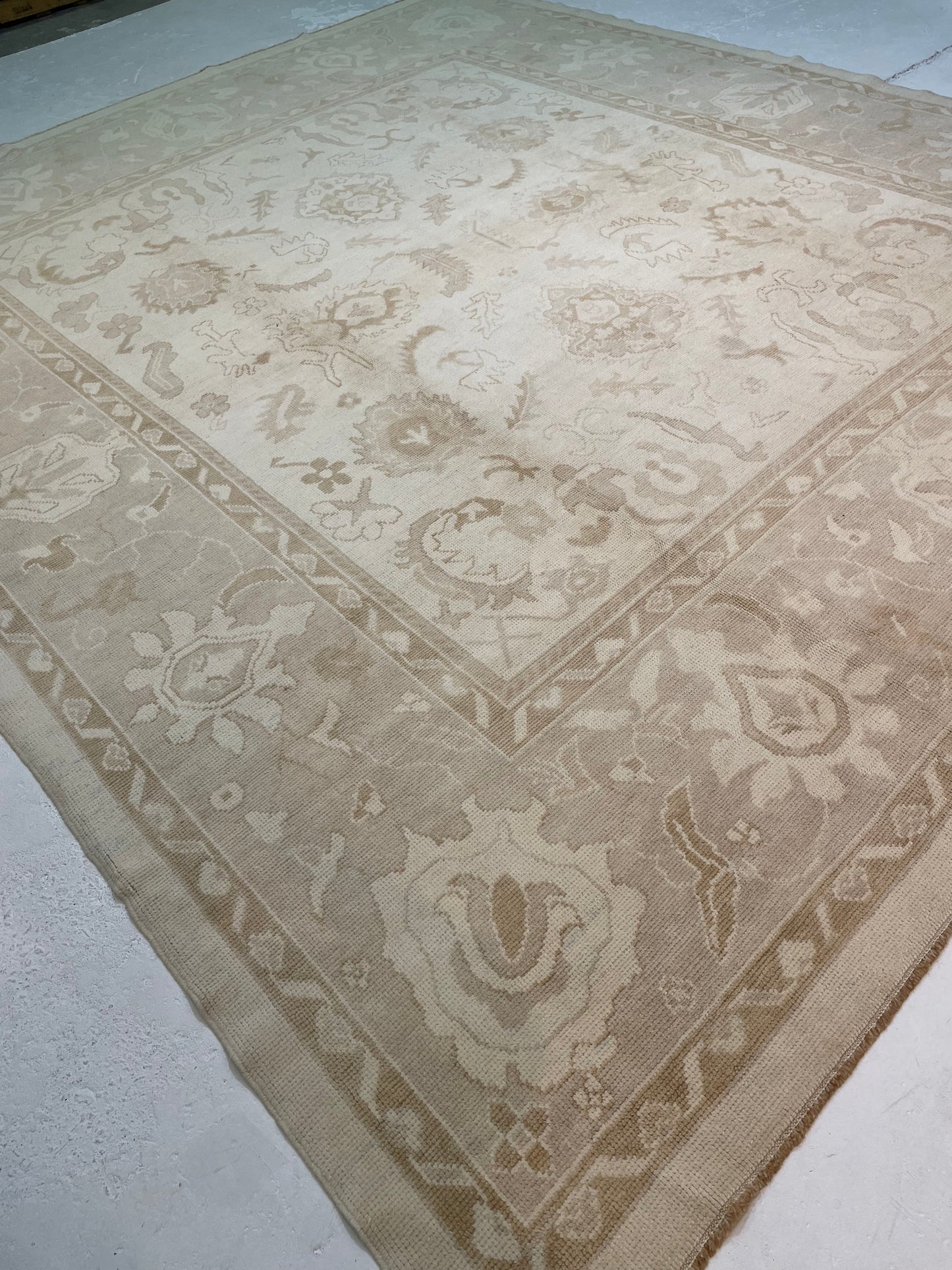 Hand-Knotted Wool Rug Turkish Oushak 10'9" x 12'7"