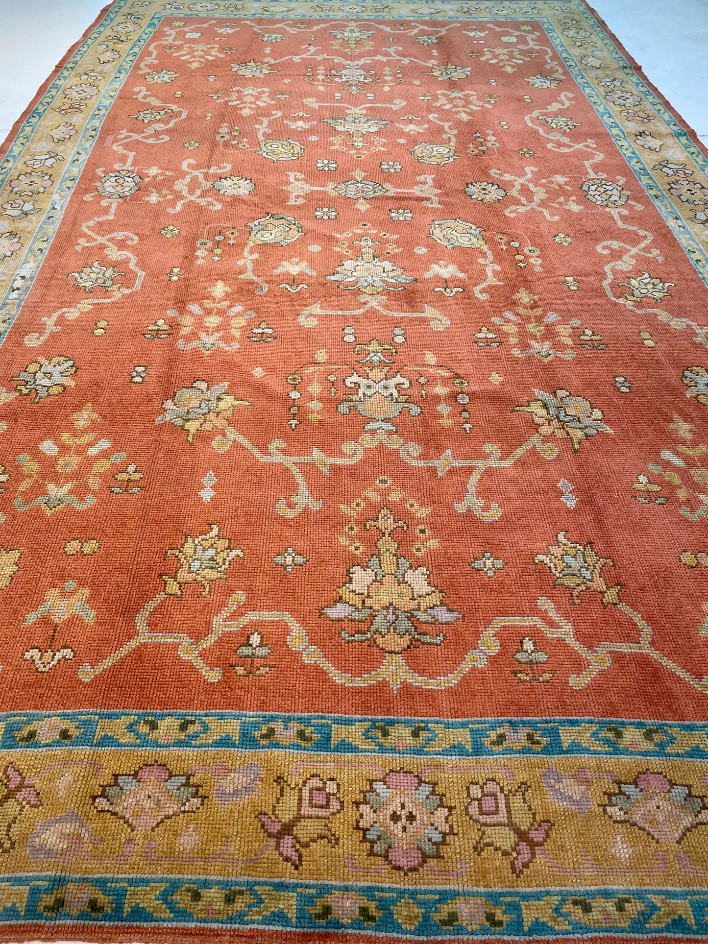 Antique Hand-Knotted Wool Rug Irish Donegal 10'7" x 17'