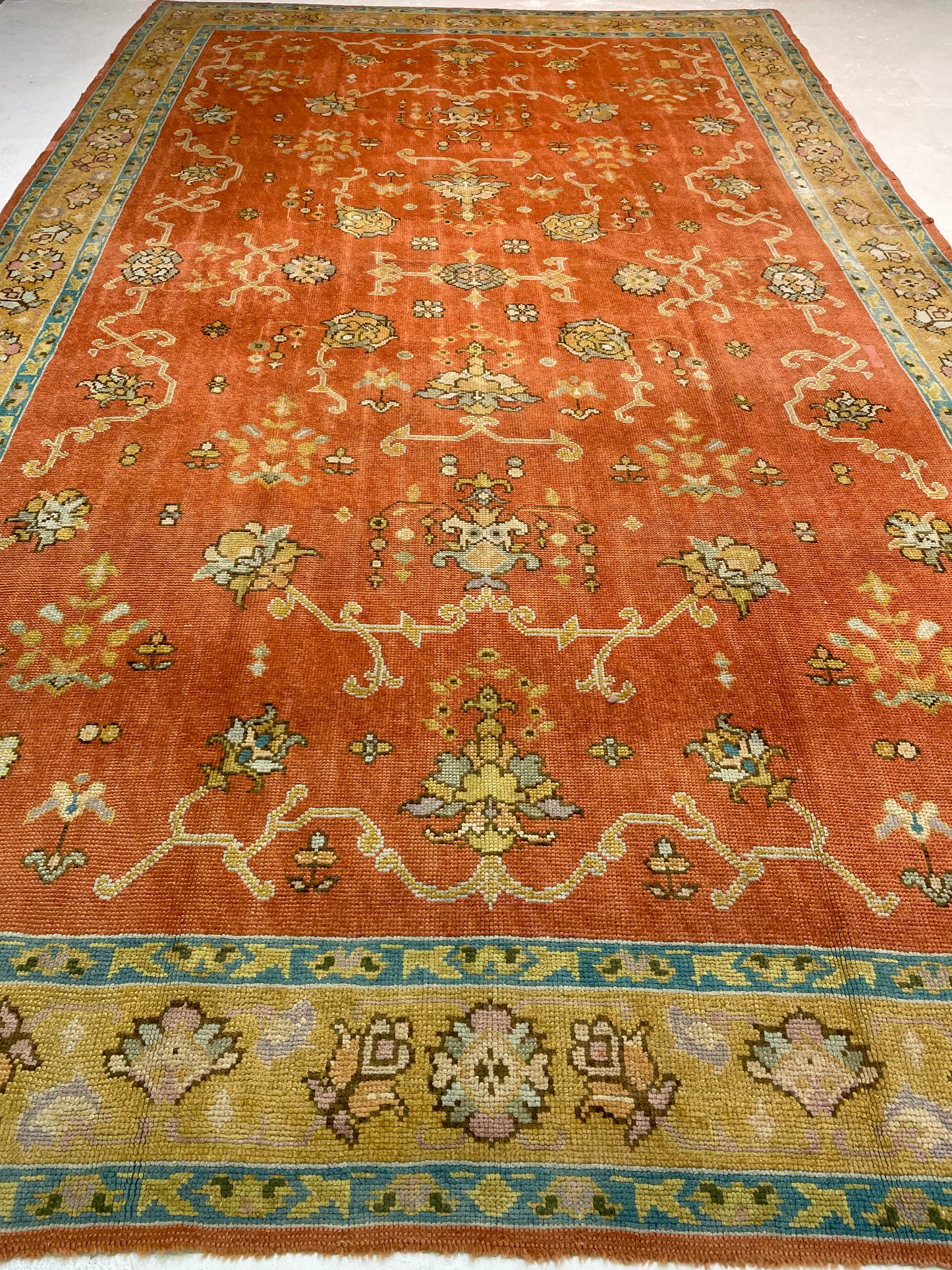 Antique Hand-Knotted Wool Rug Irish Donegal 10'7" x 17'