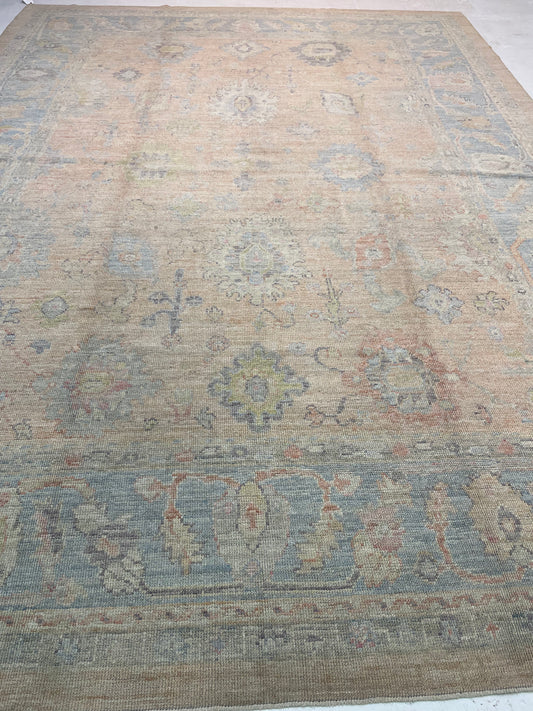 Hand-Knotted Wool Rug Turkish Oushak 9'9" x 13'1"