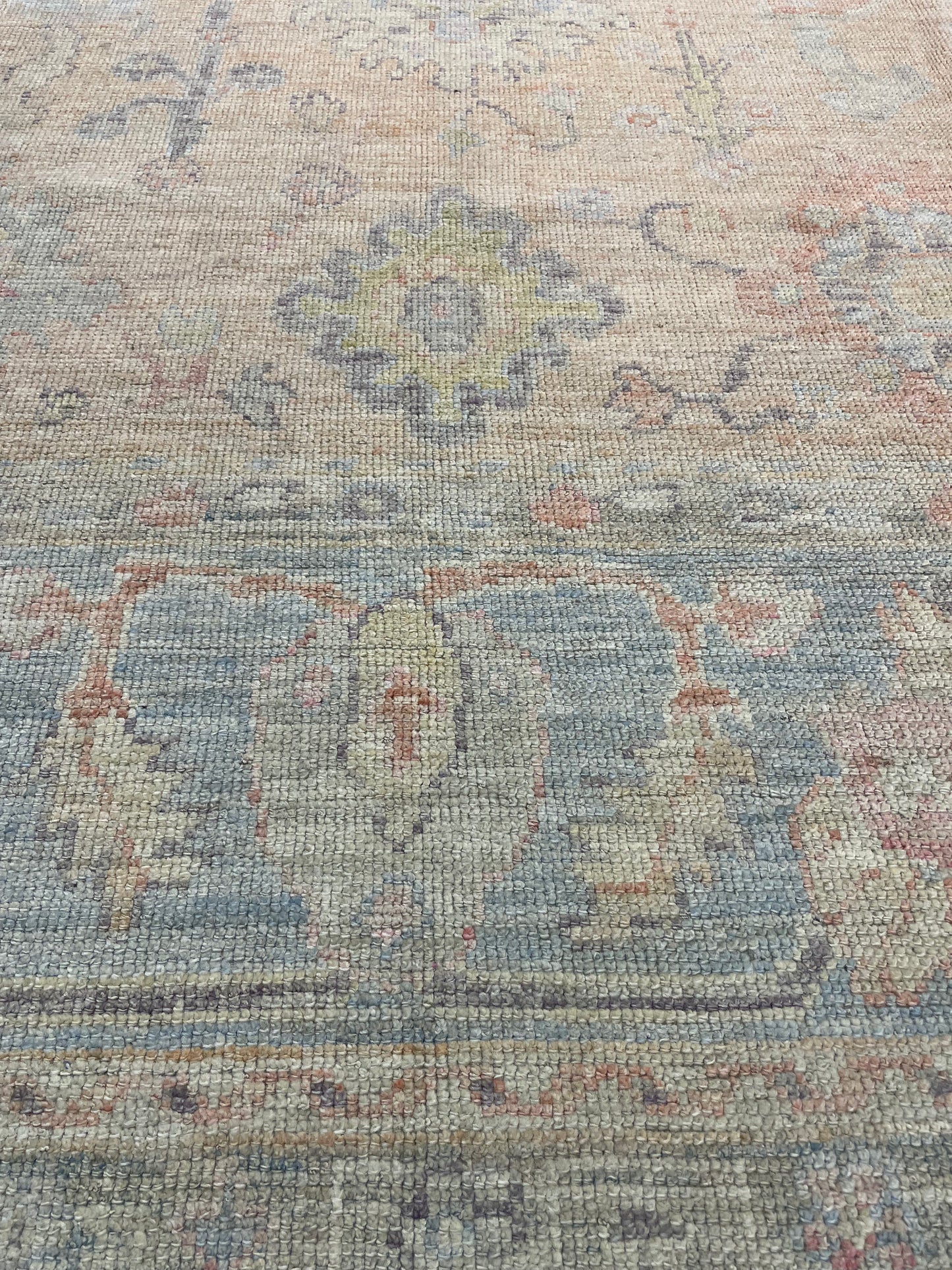 Hand-Knotted Wool Rug Turkish Oushak 9'9" x 13'1"