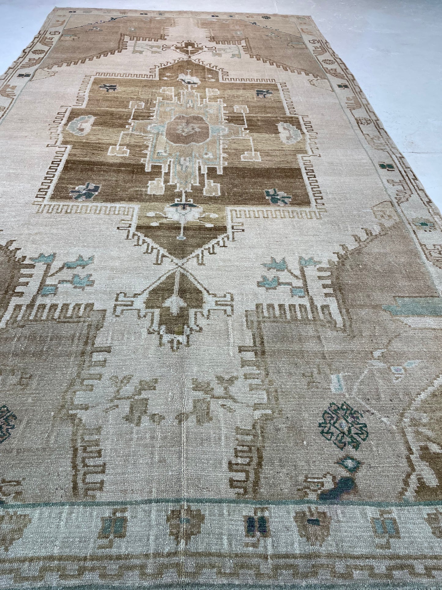 Hand-Knotted Wool Gallery Size Turkish Oushak 7'2" x 13'8"