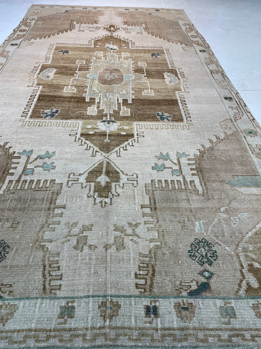 Hand-Knotted Wool Gallery Size Turkish Oushak 7'2" x 13'8"