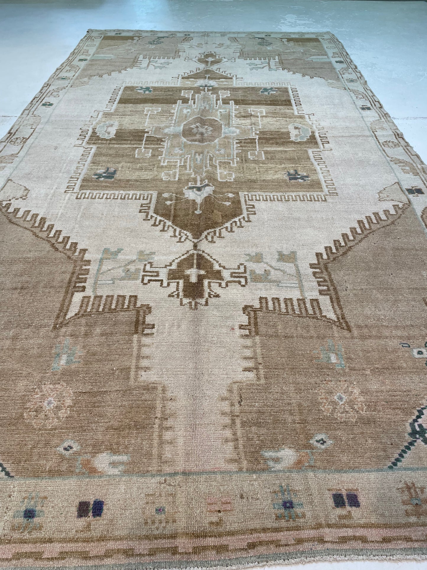 Hand-Knotted Wool Gallery Size Turkish Oushak 7'2" x 13'8"