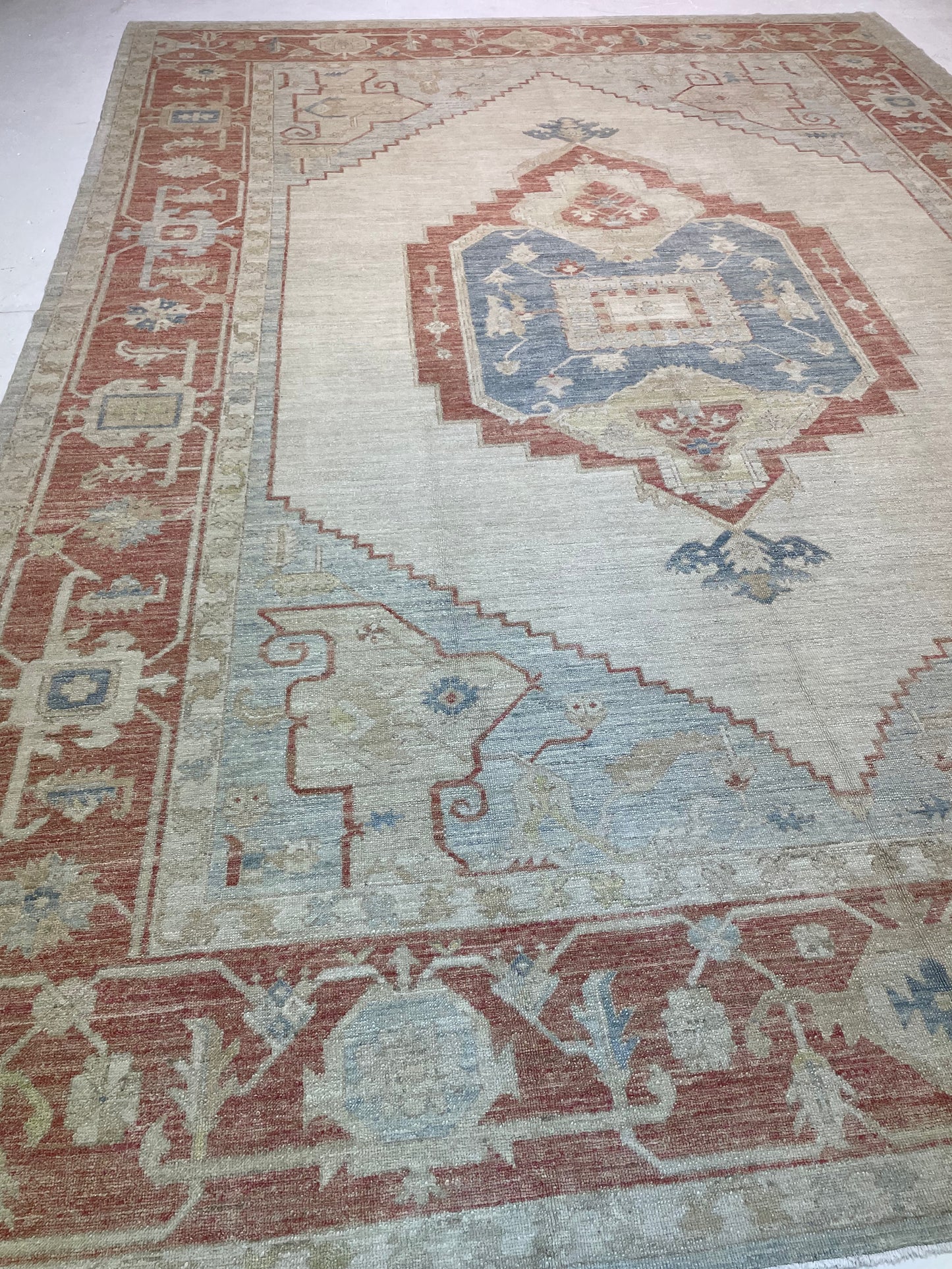 Hand-Knotted Wool Rug Turkish Oushak 9'9" x 13'3"