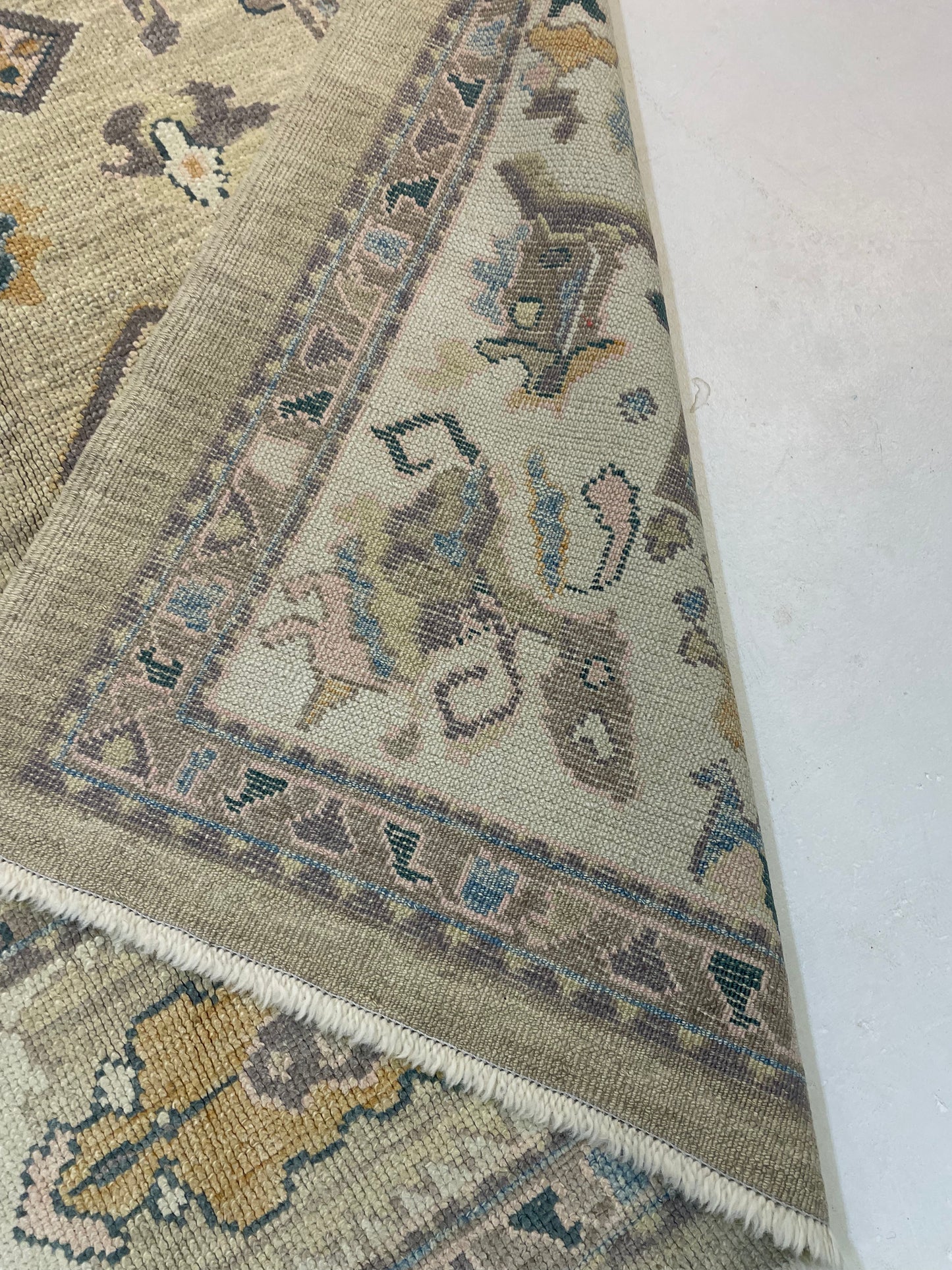 Hand-Knotted Wool Rug Turkish Oushak 9'3" x 12'8"