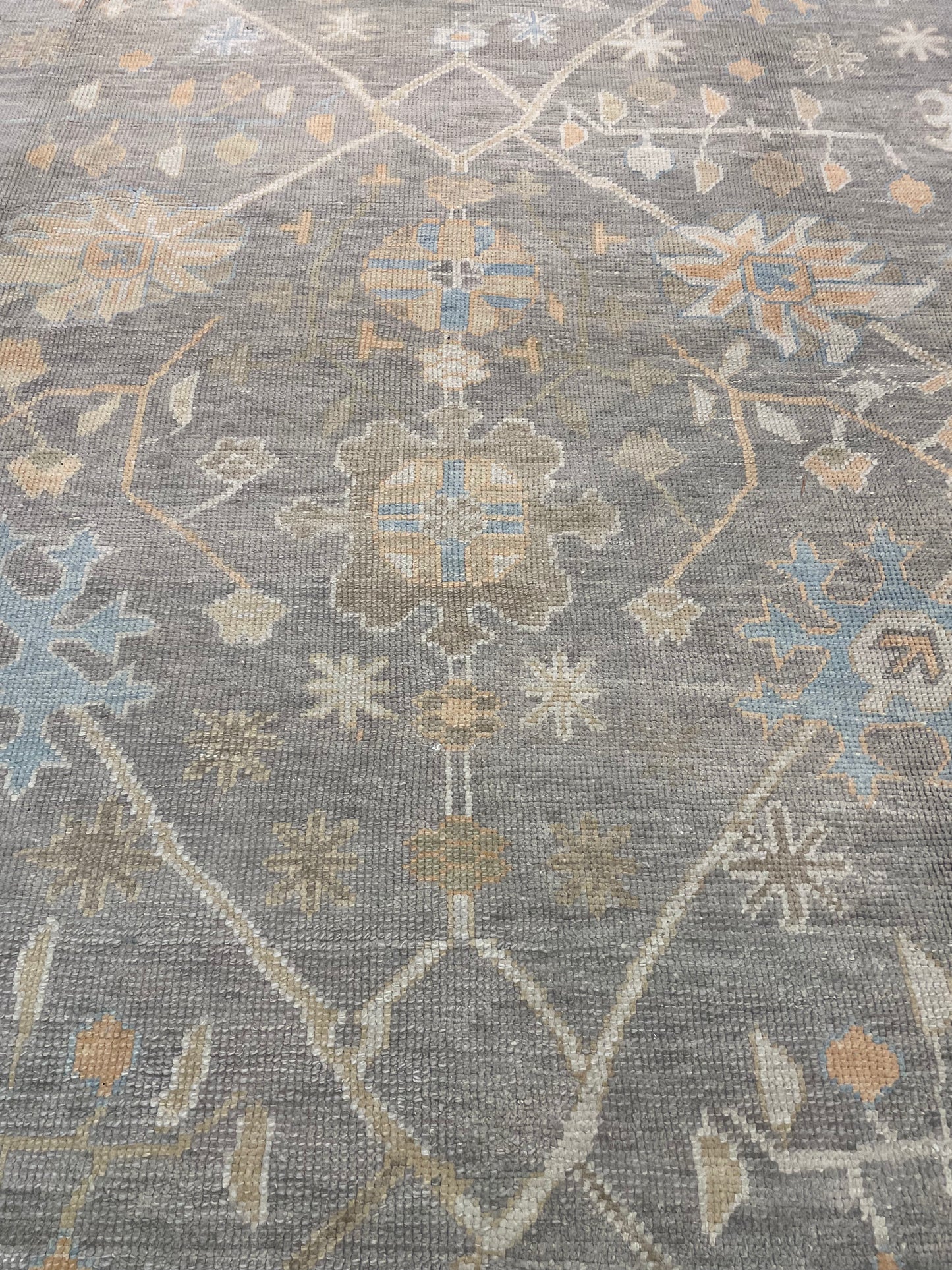 Hand-Knotted Wool Rug Turkish Oushak 9'6" x 13'9"