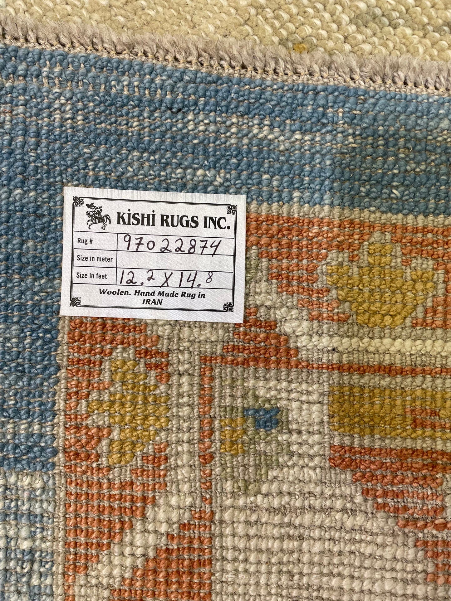 Hand-Knotted Wool Rug Turkish Oushak 12'2" x 14'8"