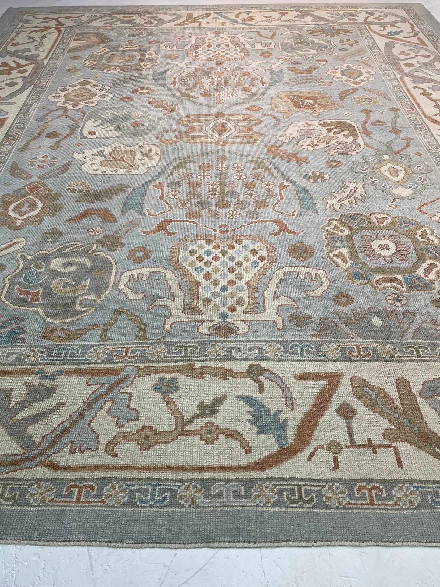 Hand-Knotted Wool Rug Turkish Oushak 10'10" x 12'5"