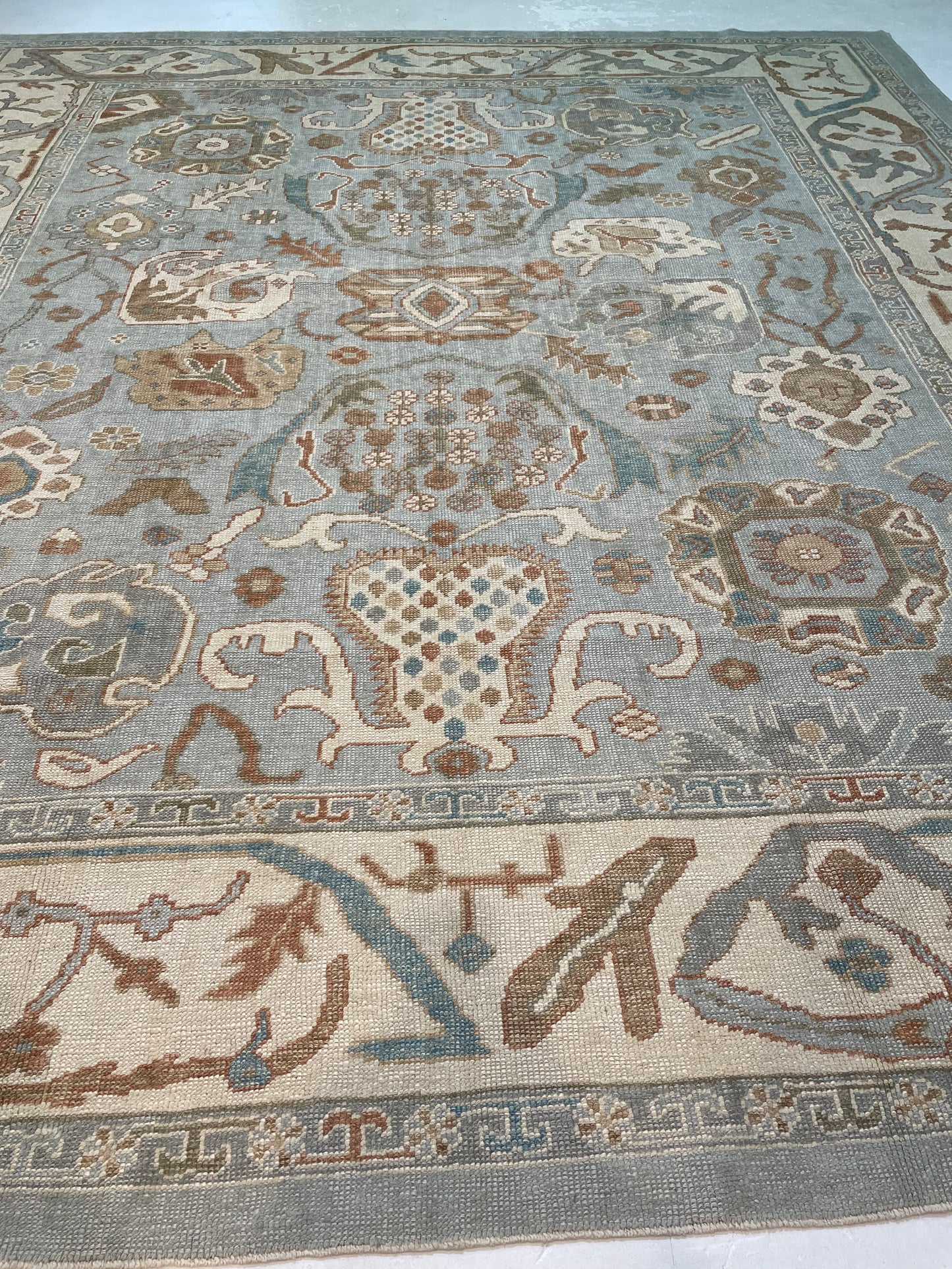 Hand-Knotted Wool Rug Turkish Oushak 10'10" x 12'5"