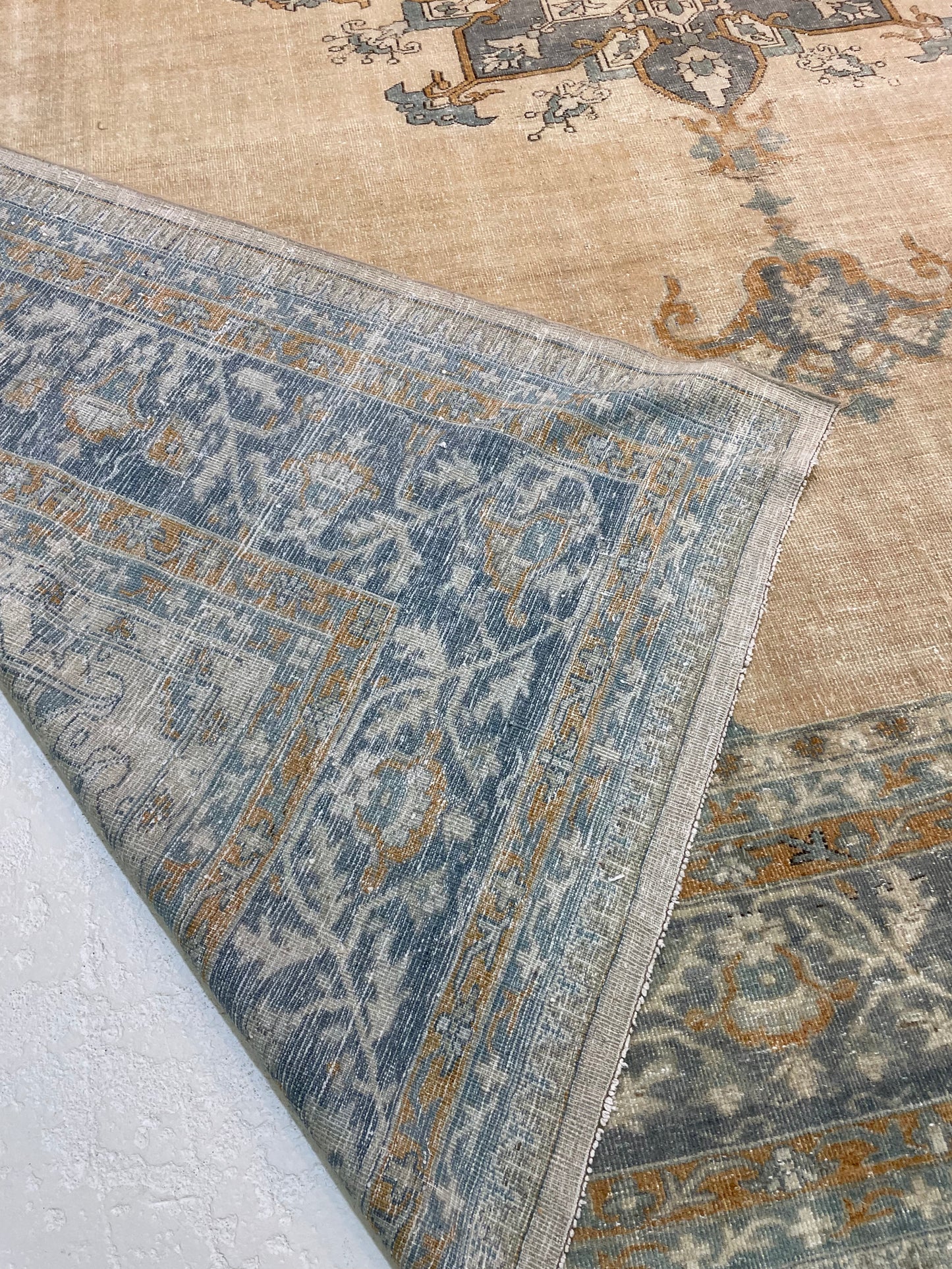 Hand-Knotted Wool Rug Turkish Oushak 11'3" x 12'2"