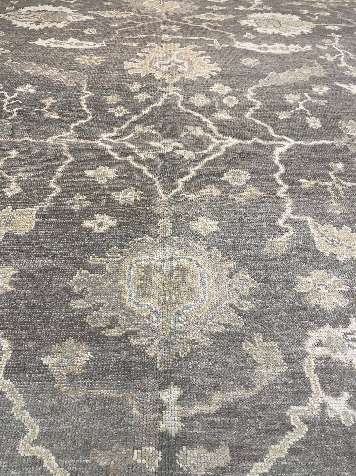 Hand-Knotted Wool Rug Turkish Oushak 11'1" x 12'5"
