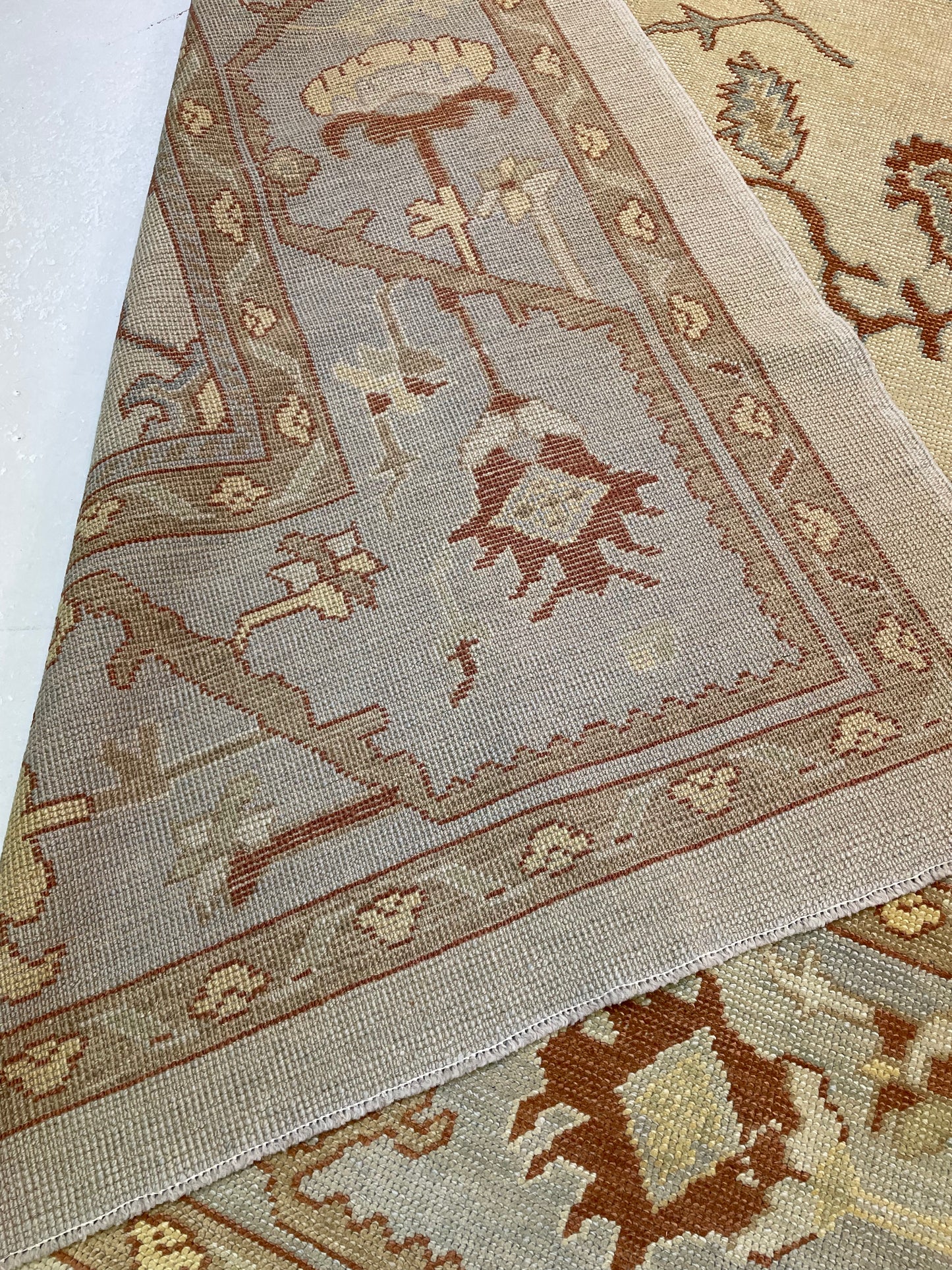 Hand-Knotted Wool Rug Turkish Oushak 10'9" x 12'1"