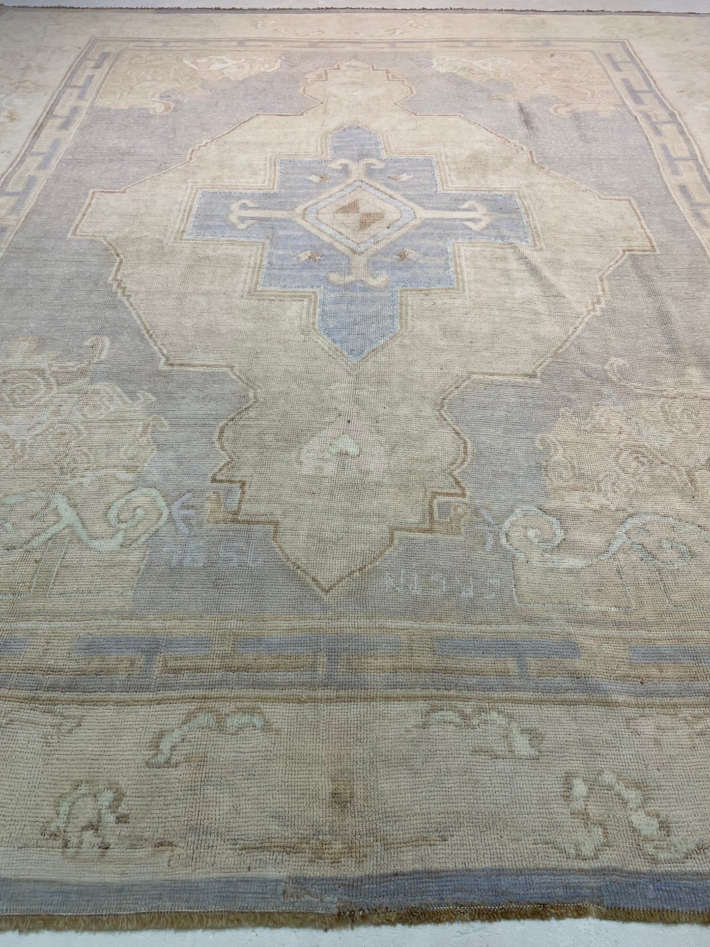 Hand-Knotted Wool Rug Turkish Oushak 11'6" x 12'3"
