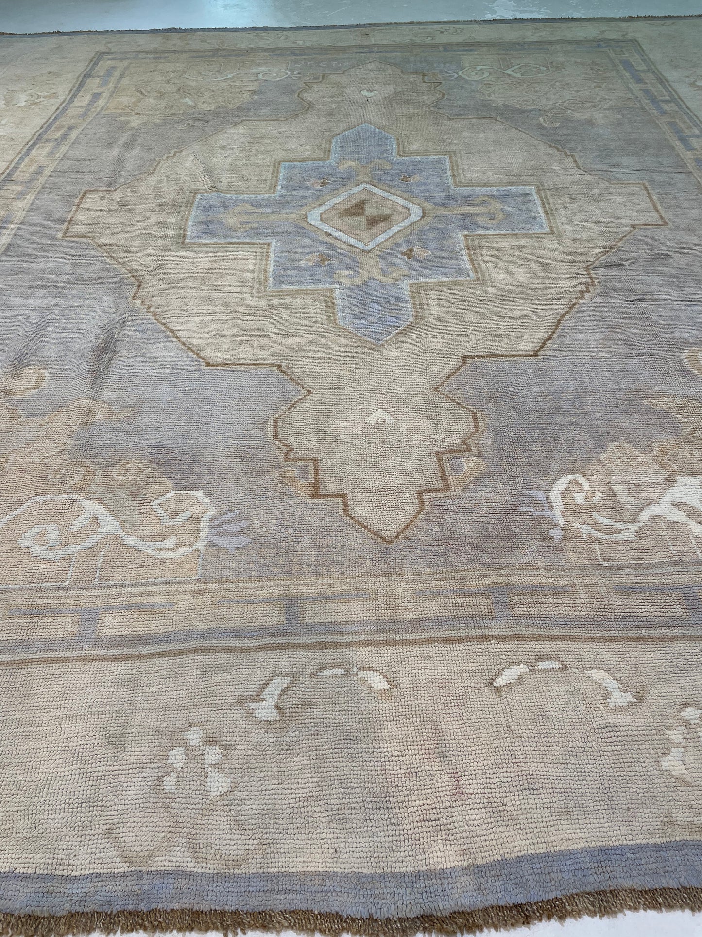 Hand-Knotted Wool Rug Turkish Oushak 11'6" x 12'3"