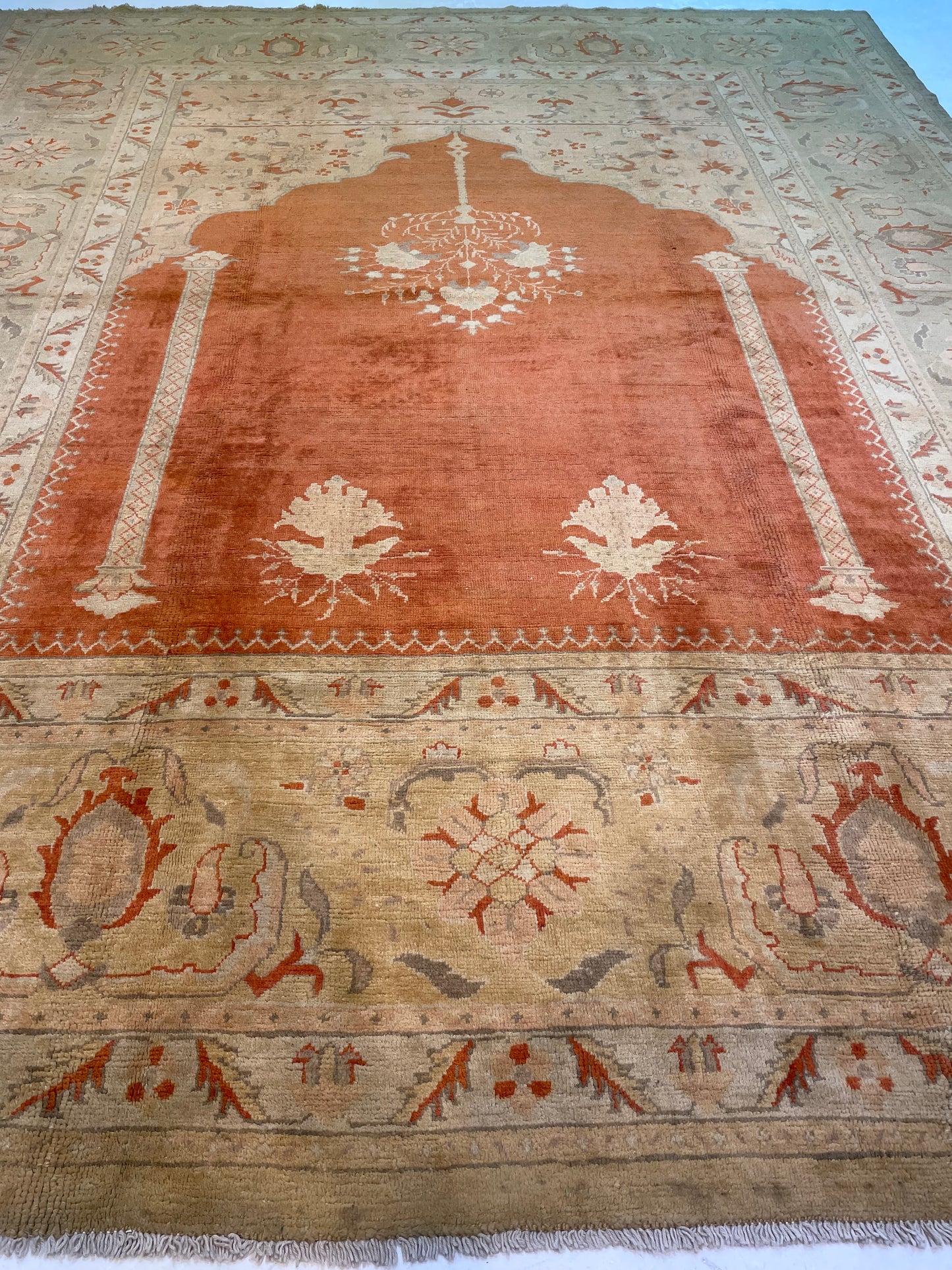 Hand-Knotted Wool Rug Turkish Oushak 10'1" x 12'10"