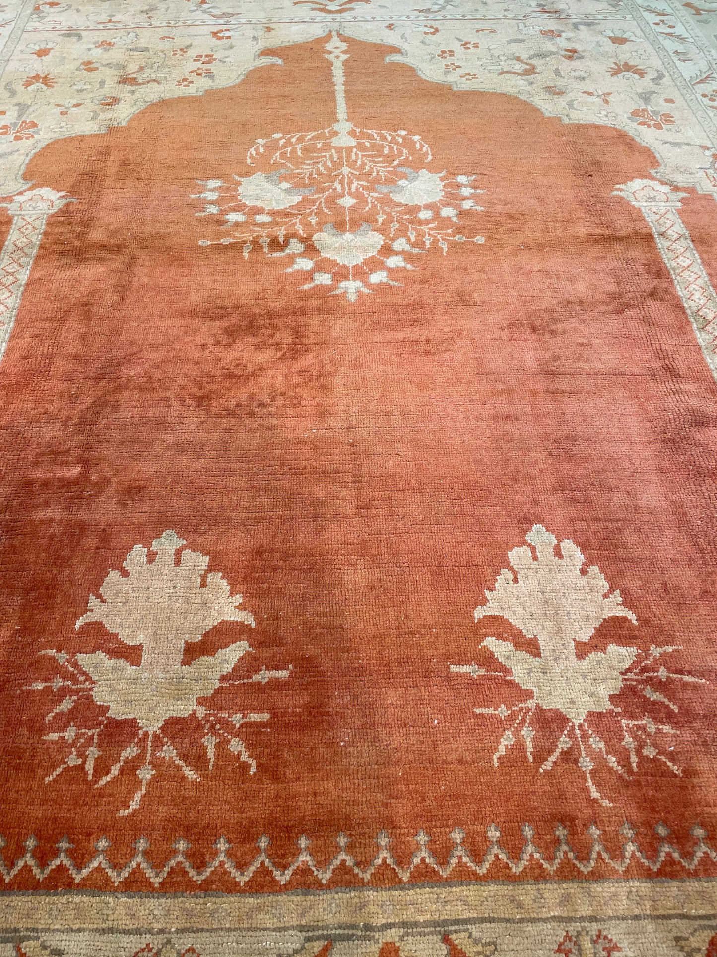 Hand-Knotted Wool Rug Turkish Oushak 10'1" x 12'10"