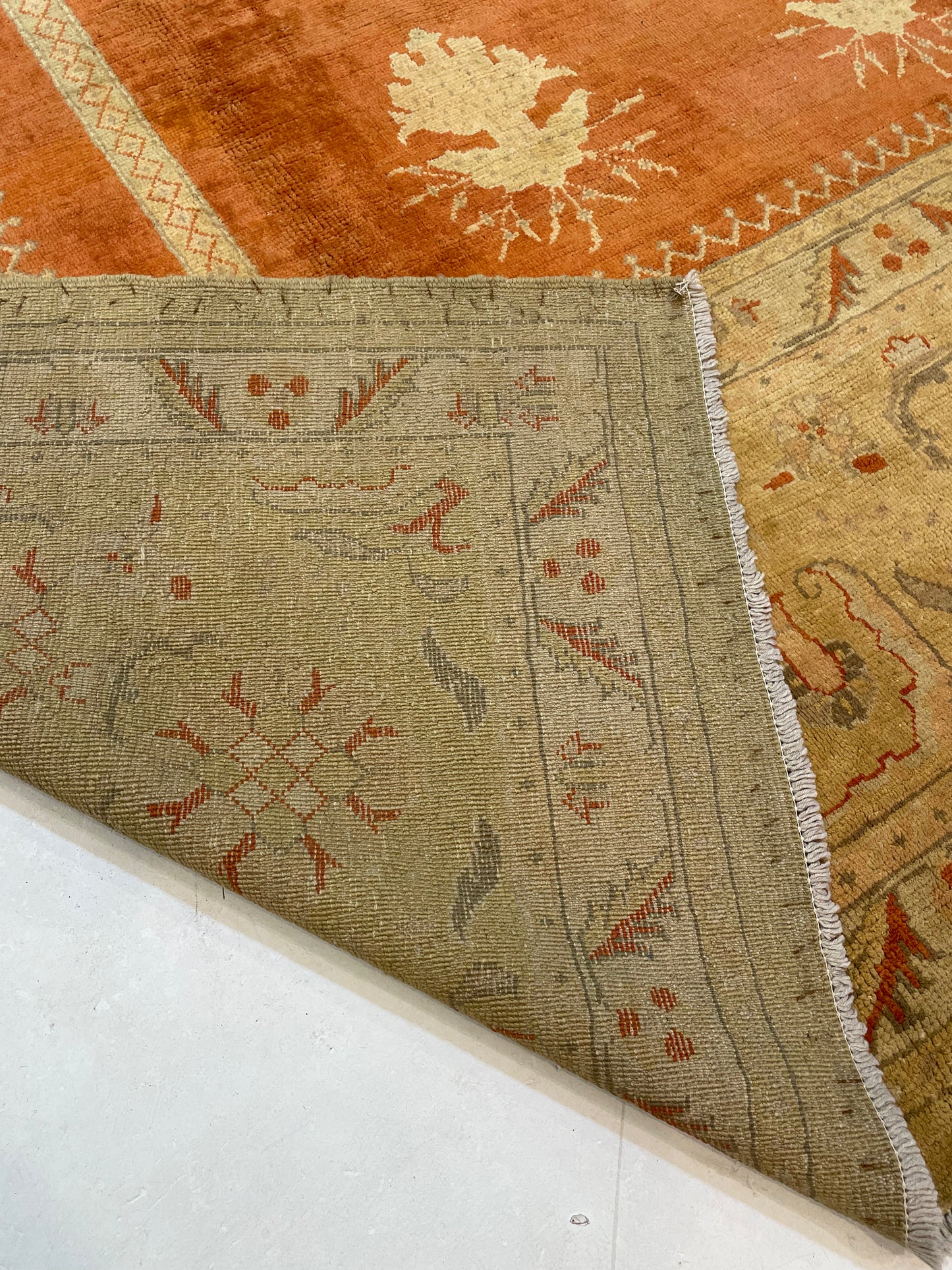 Hand-Knotted Wool Rug Turkish Oushak 10'1" x 12'10"
