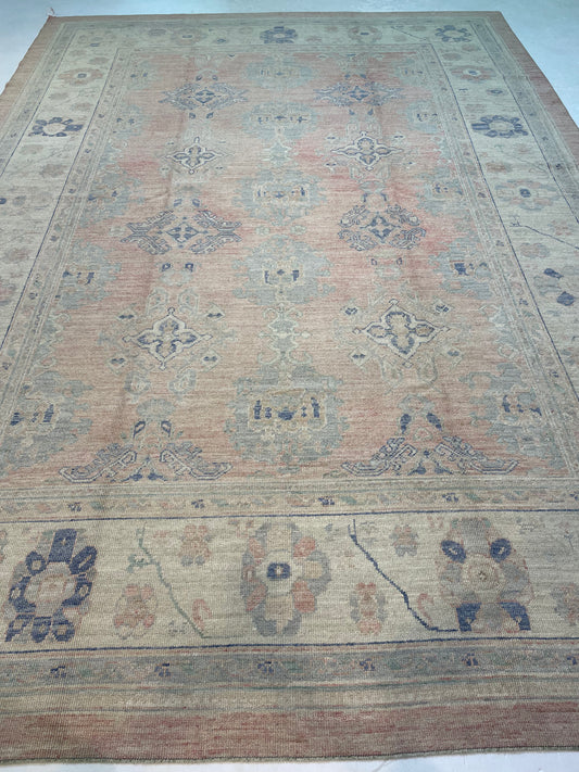 Hand-Knotted Wool Rug Turkish Oushak 9'11" x 14'1"