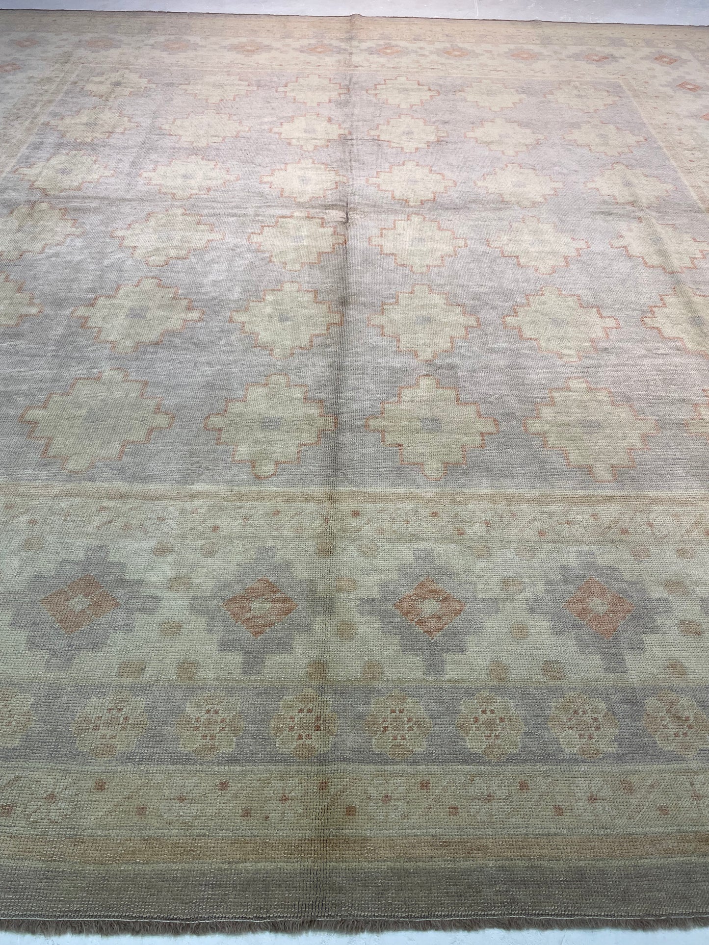 Hand-Knotted Wool Rug Turkish Oushak Square 15'2" x 15'4"
