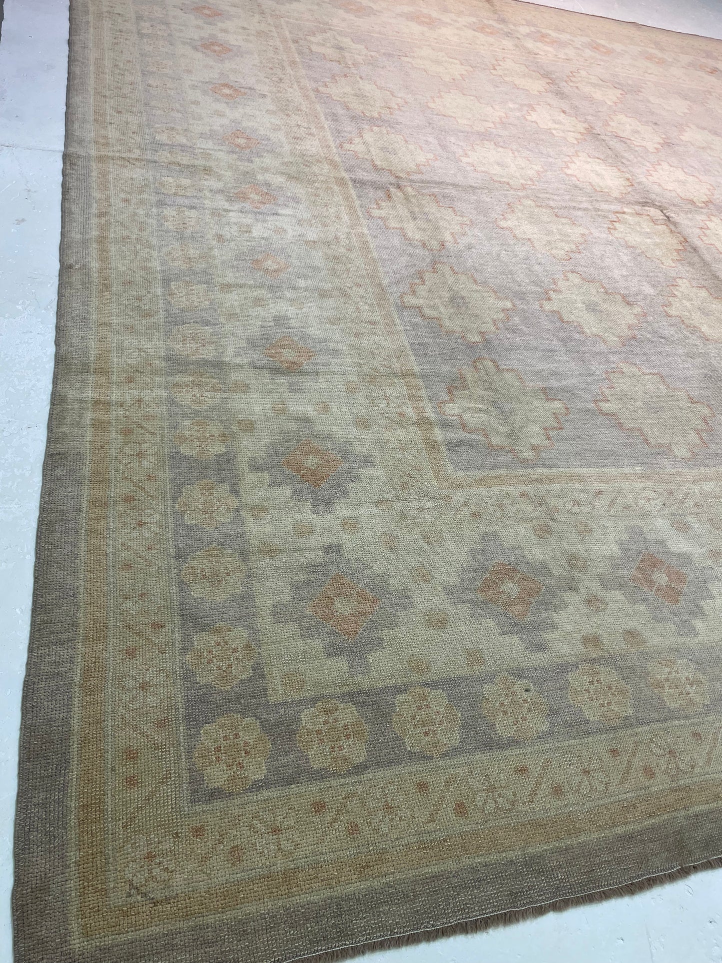 Hand-Knotted Wool Rug Turkish Oushak Square 15'2" x 15'4"