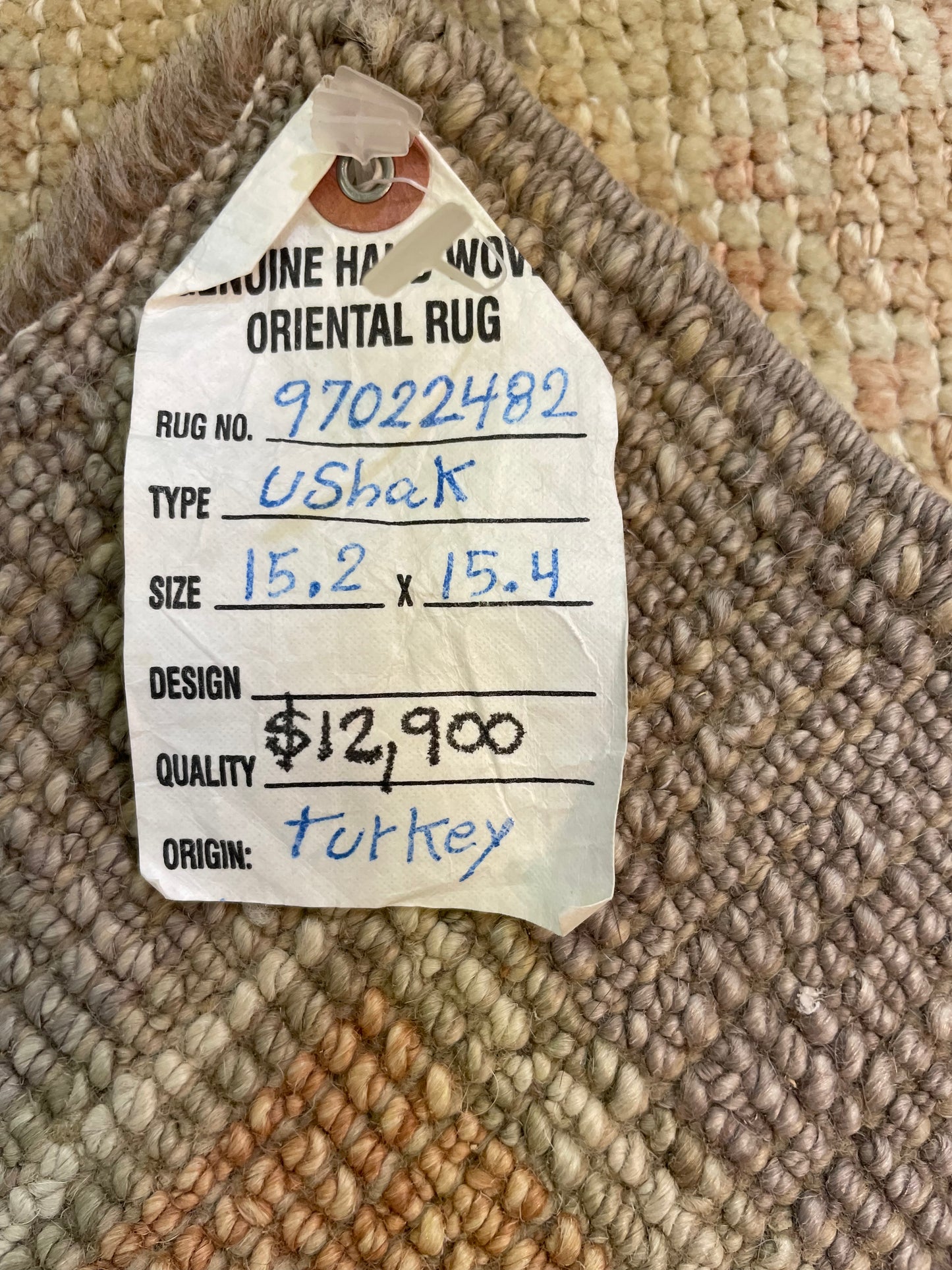 Hand-Knotted Wool Rug Turkish Oushak Square 15'2" x 15'4"