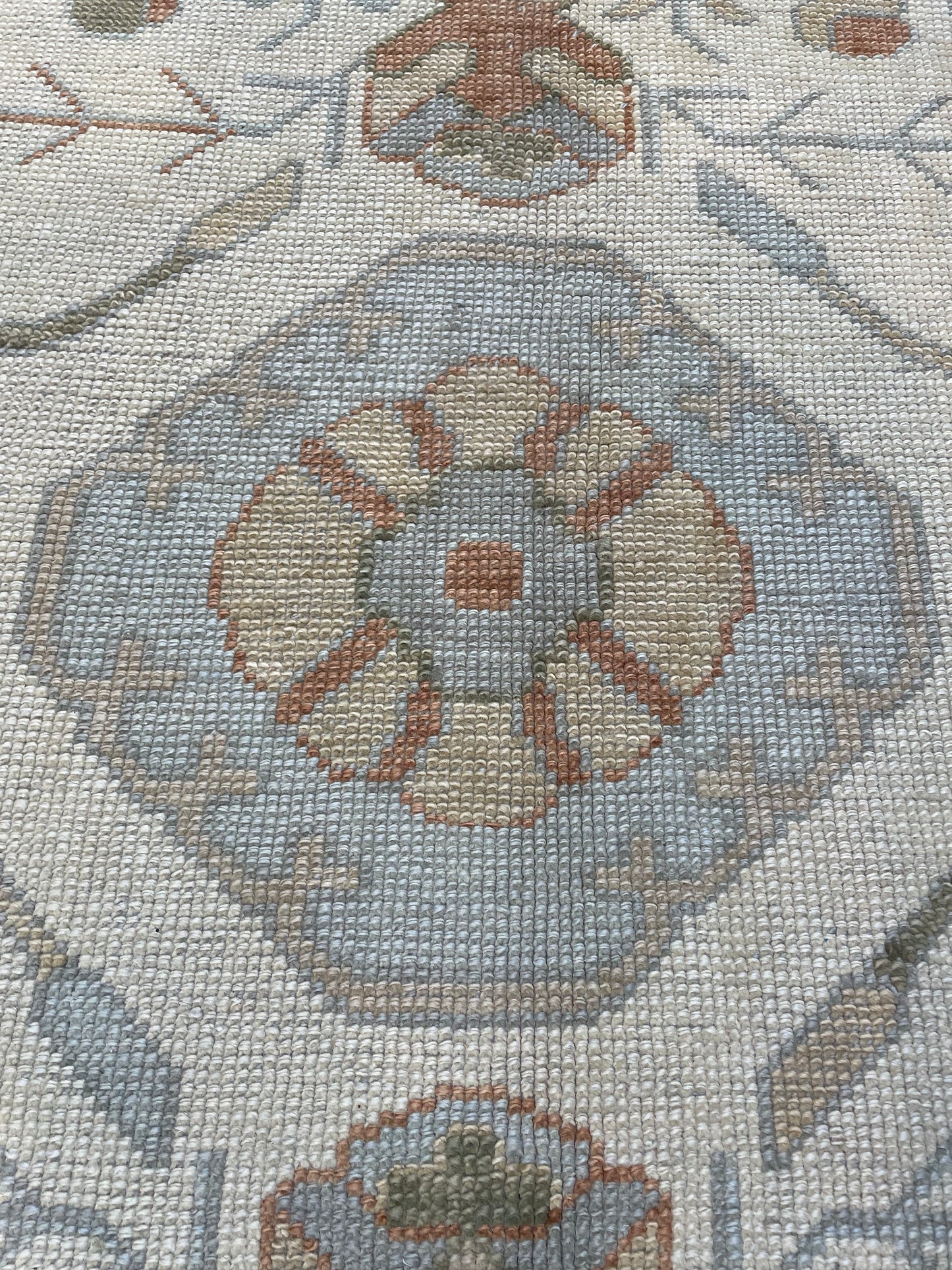 Hand-Knotted Wool Rug Turkish Oushak 13'6" x 16'2"