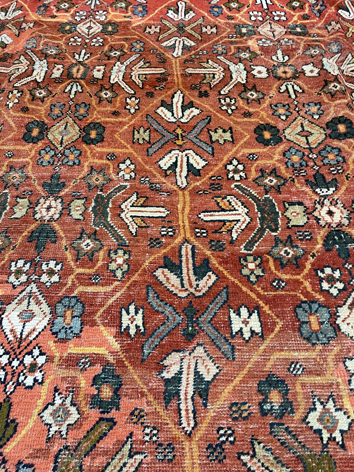 Antique Hand-Knotted Wool Rug Mahal 10' x 13'5"