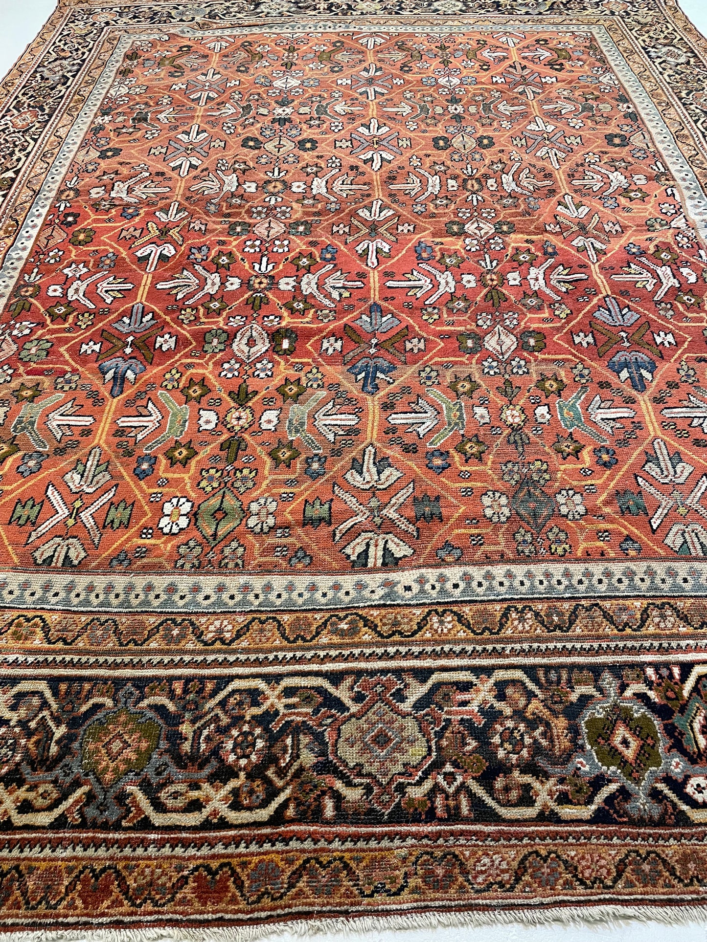 Antique Hand-Knotted Wool Rug Mahal 10' x 13'5"