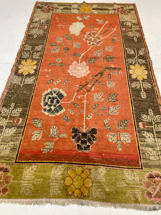 Hand-Knotted Wool Runner Khotan 4'4" x 7'8"