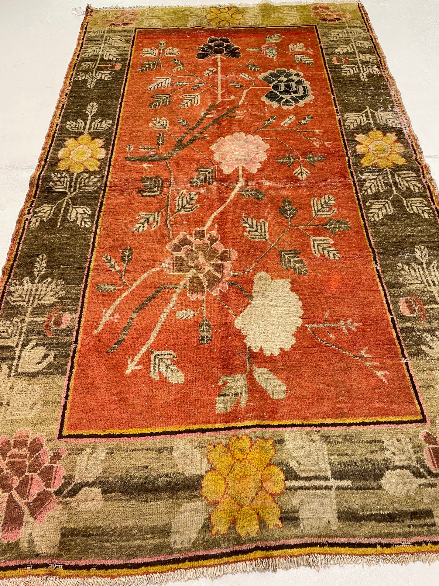 Hand-Knotted Wool Runner Khotan 4'4" x 7'8"