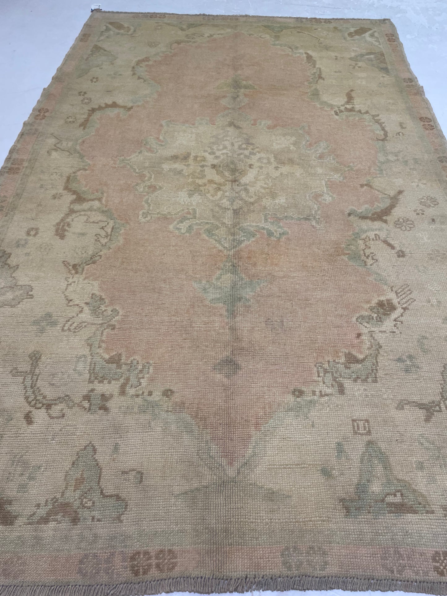 Hand-Knotted Wool Rug Turkish Oushak 5' x 7'6"