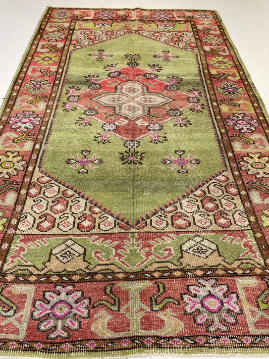 Hand-Knotted Wool Runner Turkish Oushak 5'5" x 9'1"