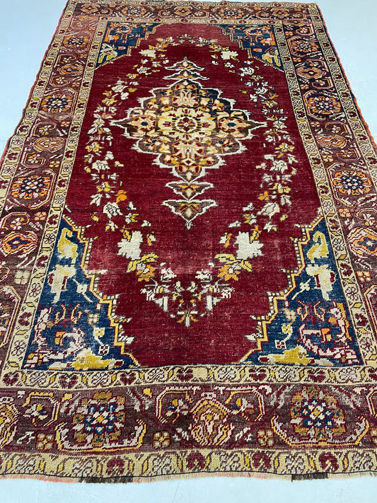 Hand-Knotted Wool Rug Turkish Oushak 5'2" x 8'3"