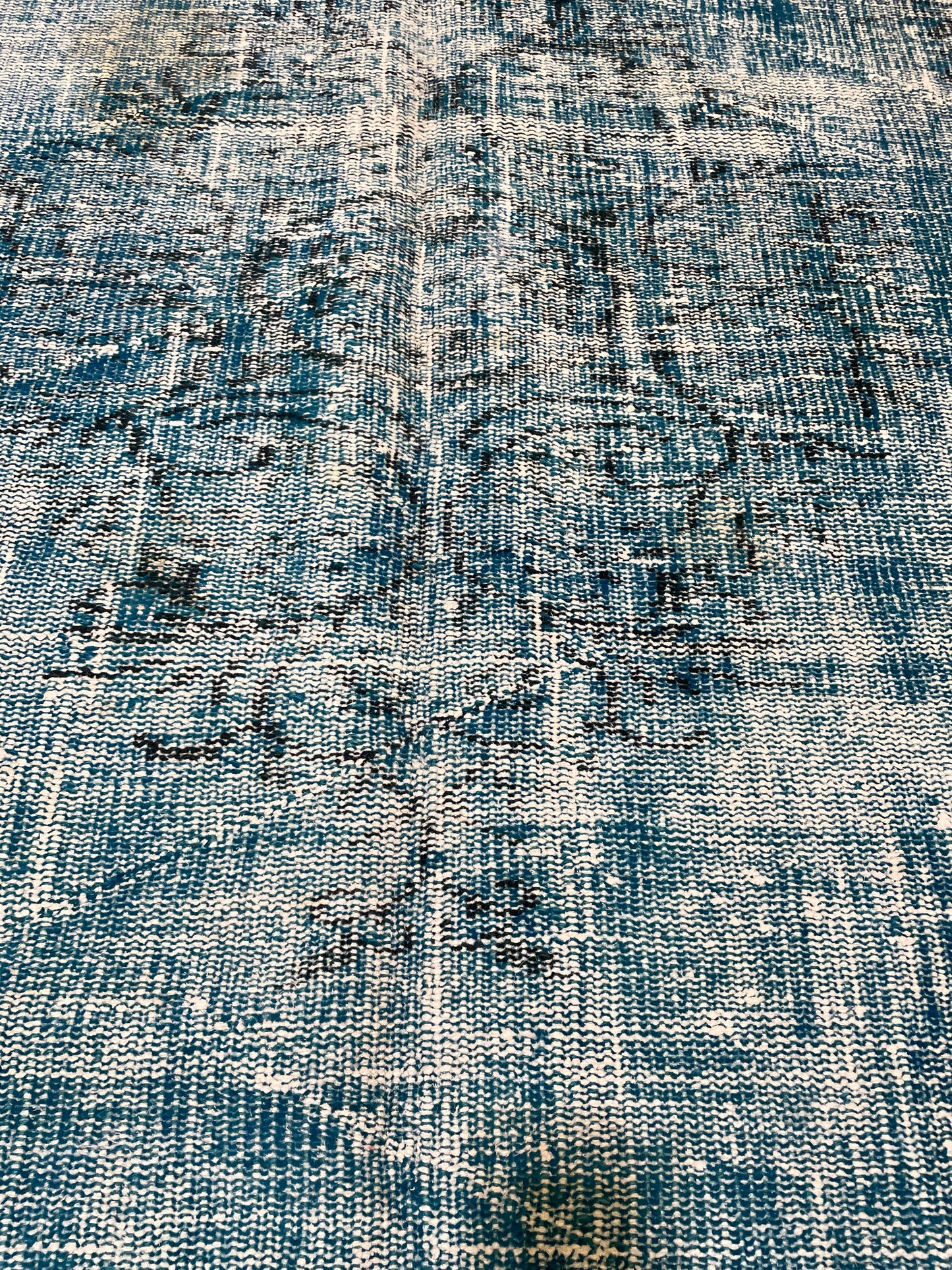 Hand-Knotted Wool Rug Turkish Oushak Distressed Over Dye 5'8" x 9'2"
