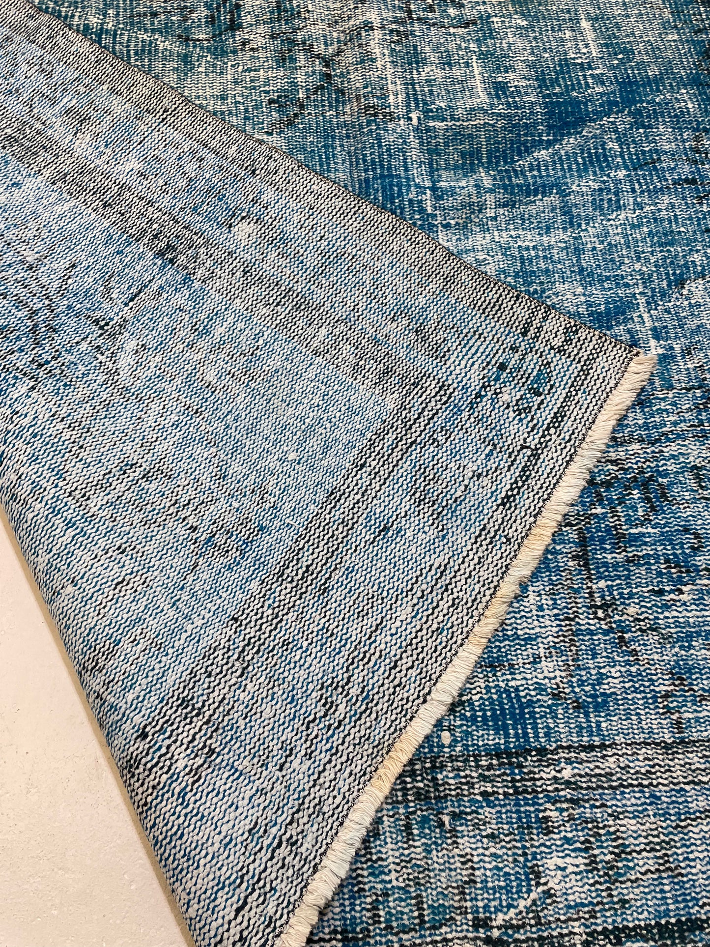 Hand-Knotted Wool Rug Turkish Oushak Distressed Over Dye 5'8" x 9'2"
