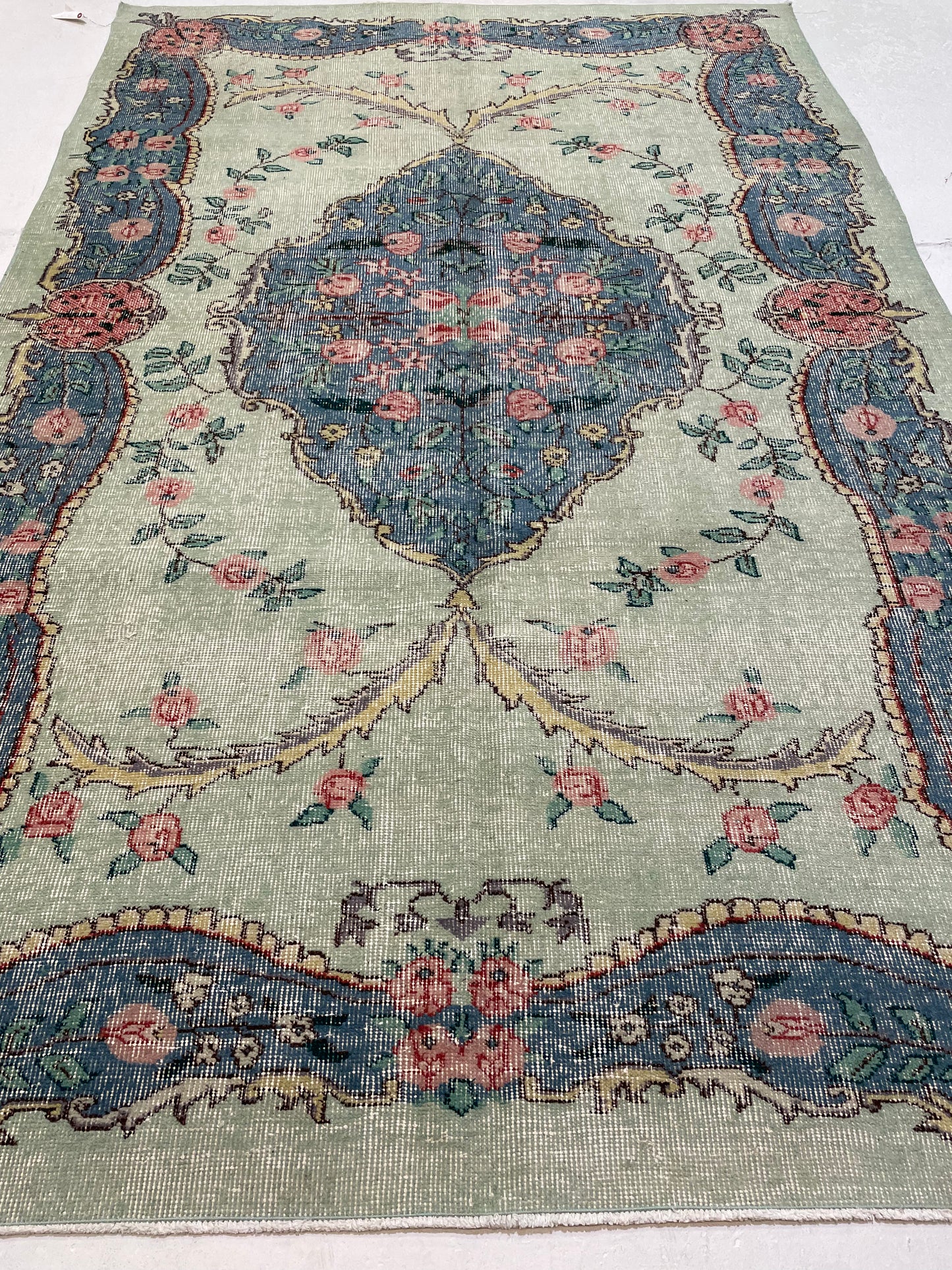 Hand-Knotted Wool Rug Turkish Oushak 5'5" x 8'7"