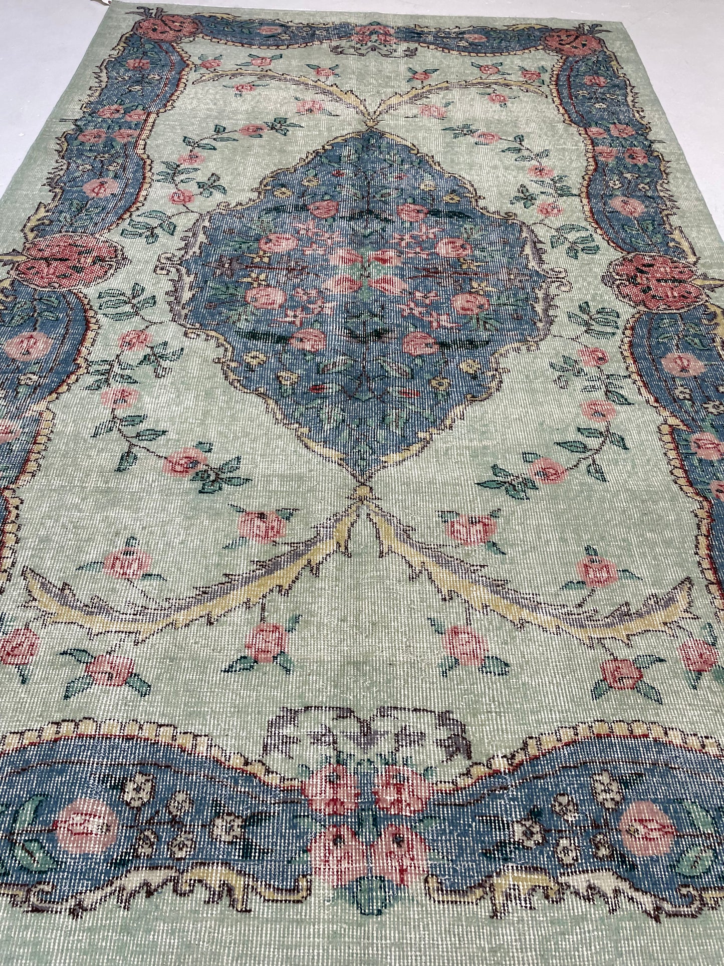 Hand-Knotted Wool Rug Turkish Oushak 5'5" x 8'7"