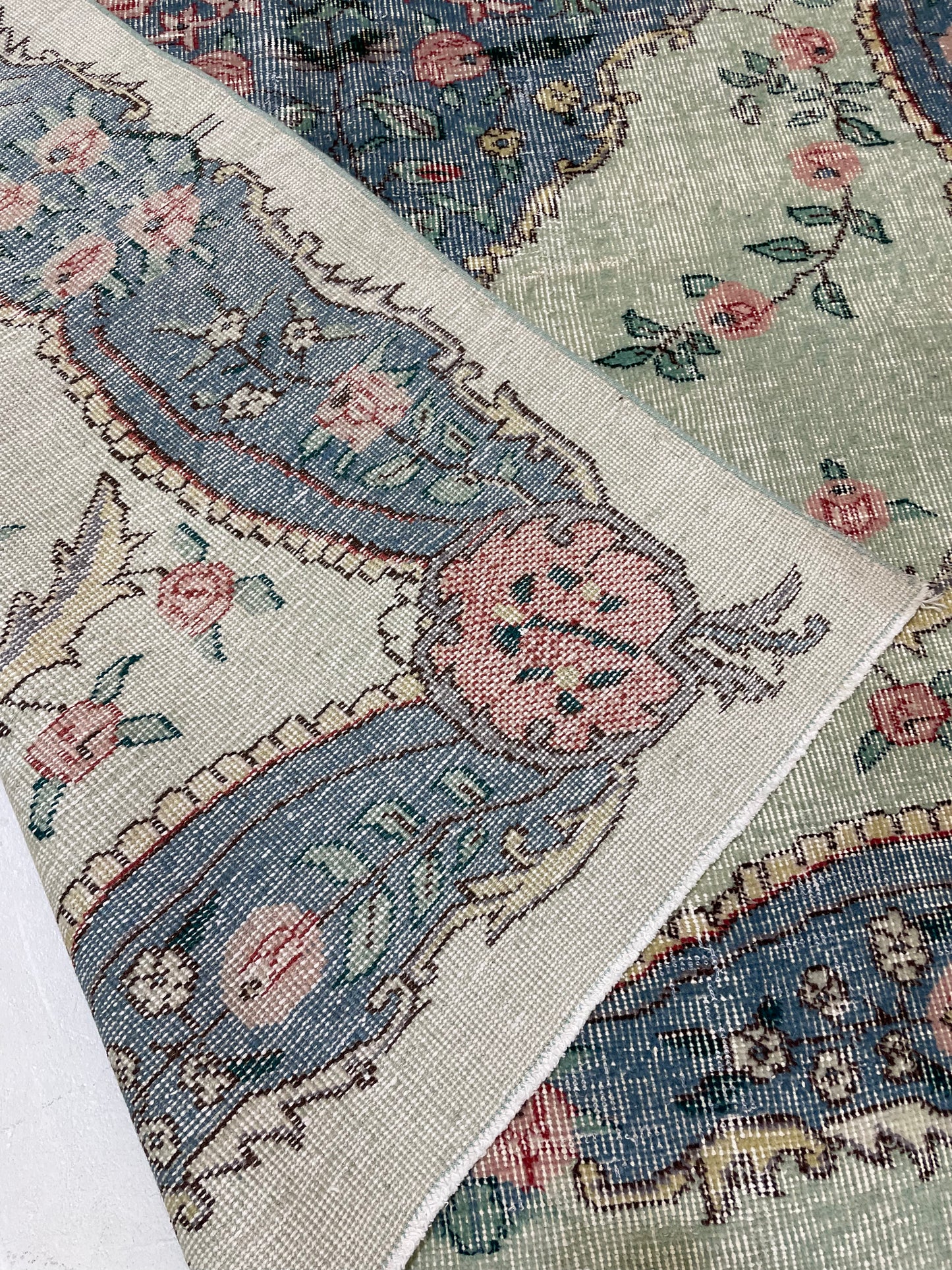 Hand-Knotted Wool Rug Turkish Oushak 5'5" x 8'7"