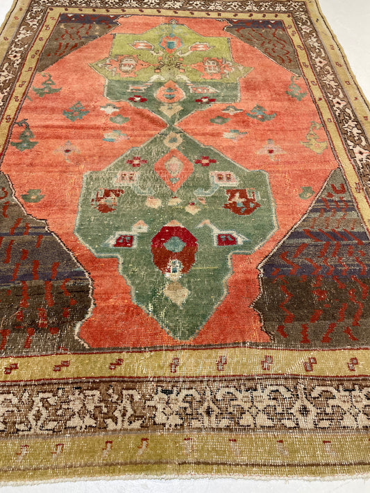 Hand-Knotted Wool Rug Turkish Oushak 5'3" x 7'4"